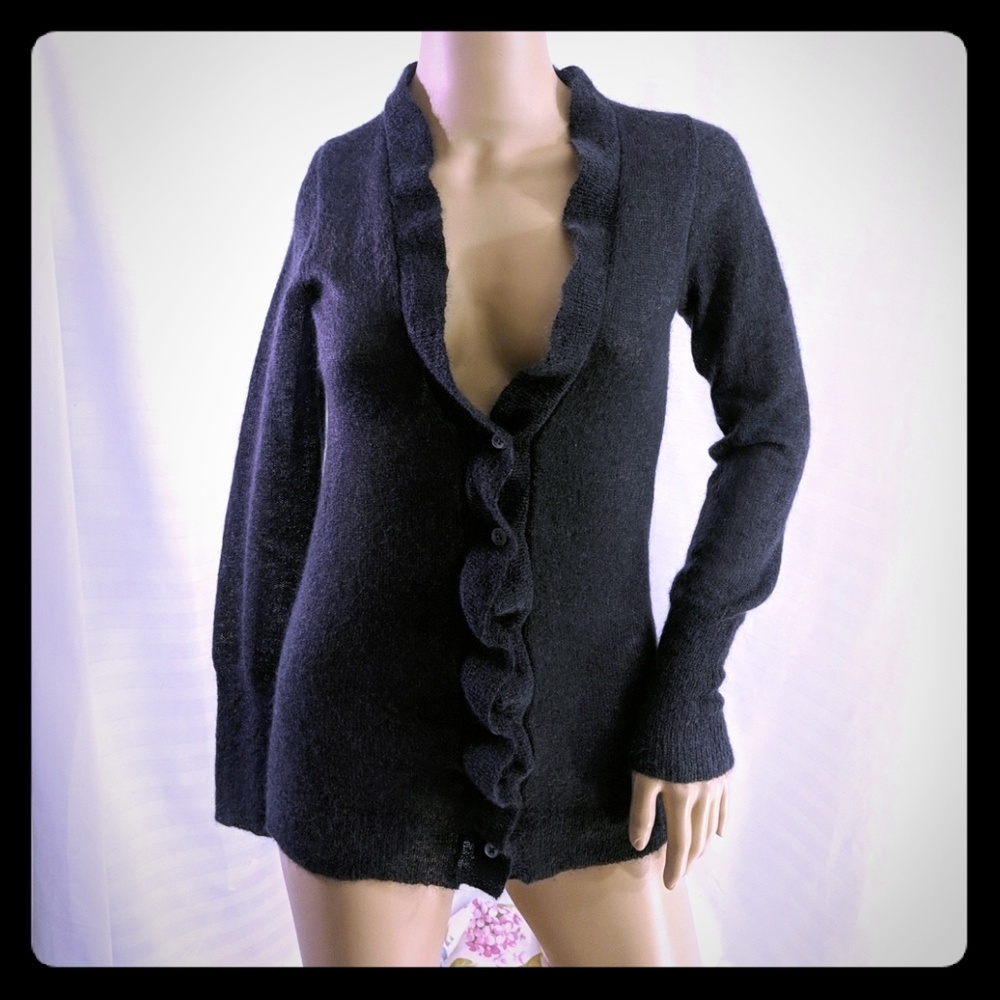 J. Crew mohair button up cardigan sweater gray XS
